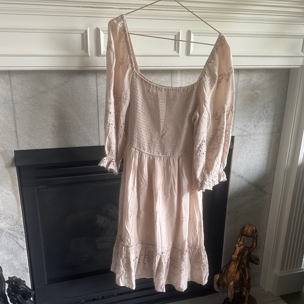 Lovestitch Cream Embroidery & Smocked Dress